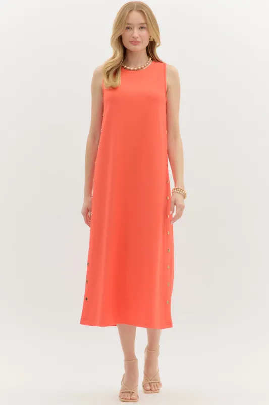 Nancy Side Button Detail Midi Dress sold by fab'rik
