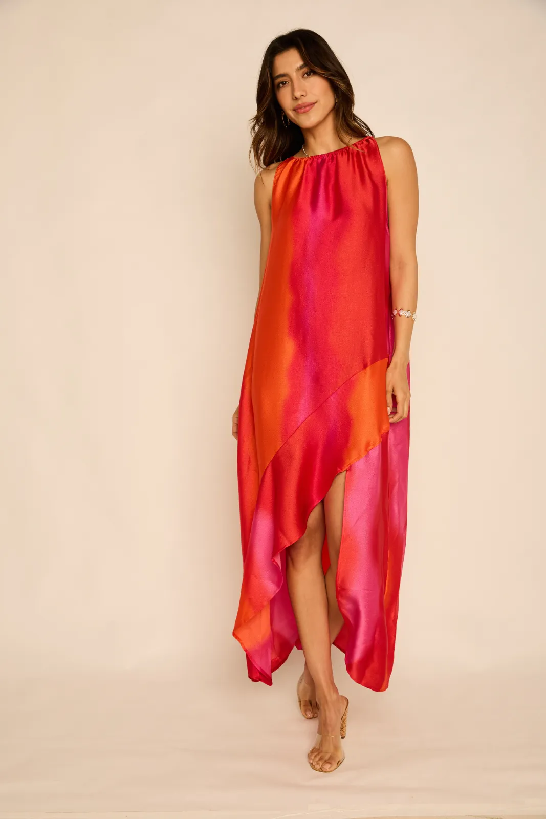 Angela Asymmetrical Hem Slit Midi Dress sold by fab'rik