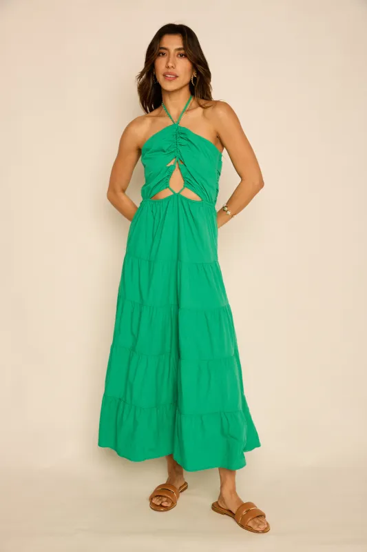 Jensy Tie Front Maxi Dress sold by fab'rik