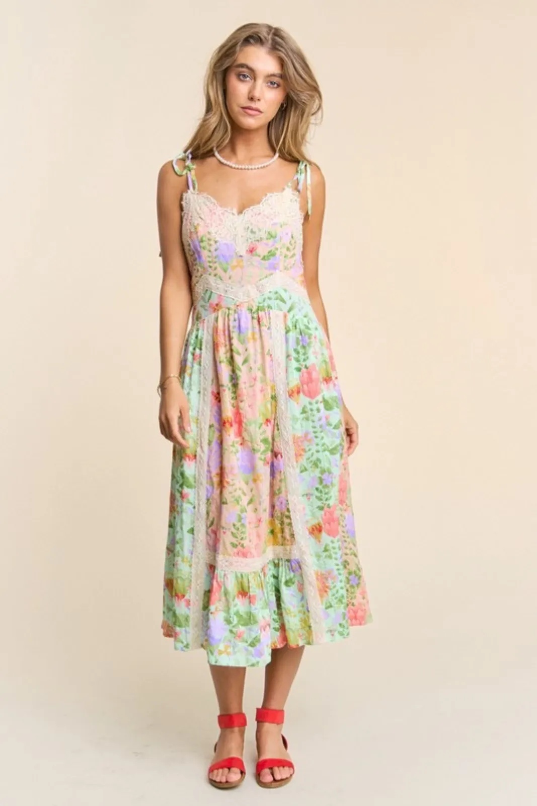 Erin Floral Printed Tiered Midi Dress sold by fab'rik