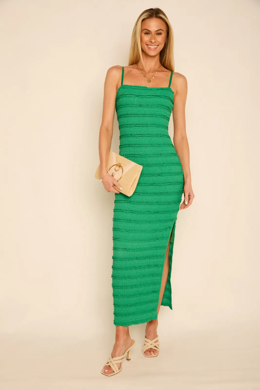 Josie Ruffle Tiered Maxi Dress sold by fab'rik