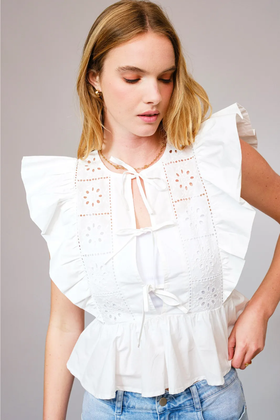 Tess Lace Tie Top sold by fab'rik
