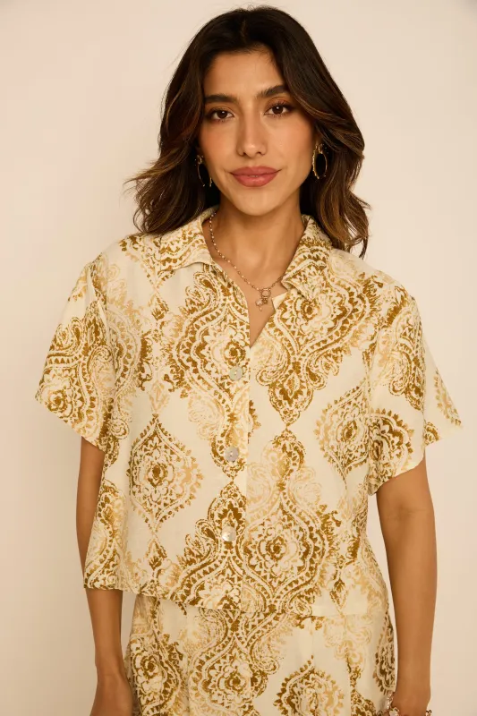 Keegan Pattern Button Down Top sold by fab'rik