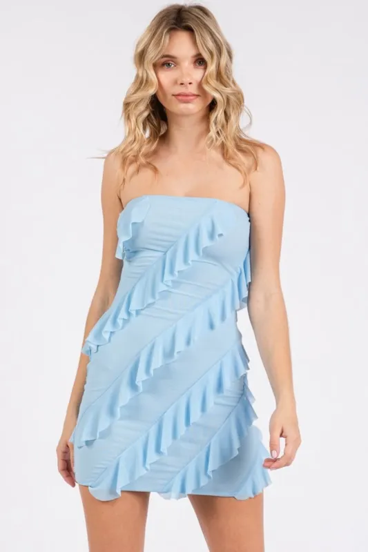 Mariah Ruffle Mini Dress sold by fab'rik