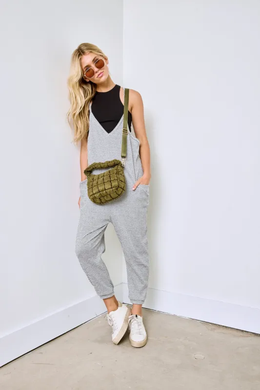 SALE - Eliza Striped V Neck Jumpsuit sold by fab'rik