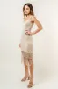 Kami Crochet Tie Strap Fringed Midi Dress sold by fab'rik
