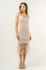 Kami Crochet Tie Strap Fringed Midi Dress sold by fab'rik