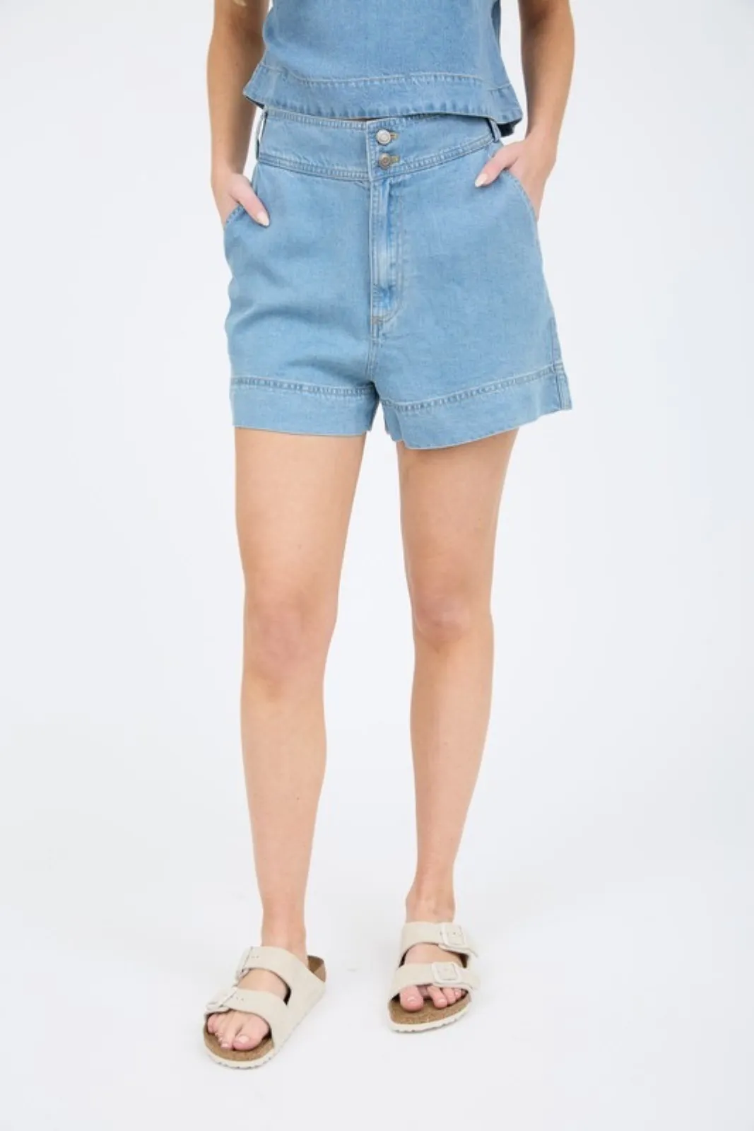 Ria High Waist Chambray Shorts sold by fab'rik