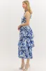 Halley Floral Print Tiered Midi Dress sold by fab'rik