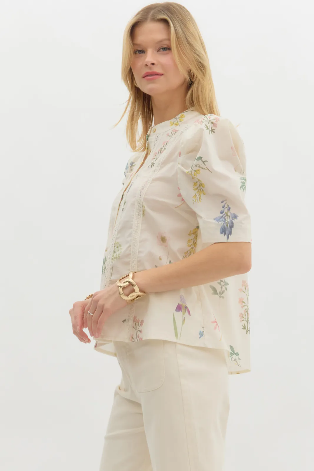 Kaia Floral Lace Detail Button Up sold by fab'rik product image thumbnail 2