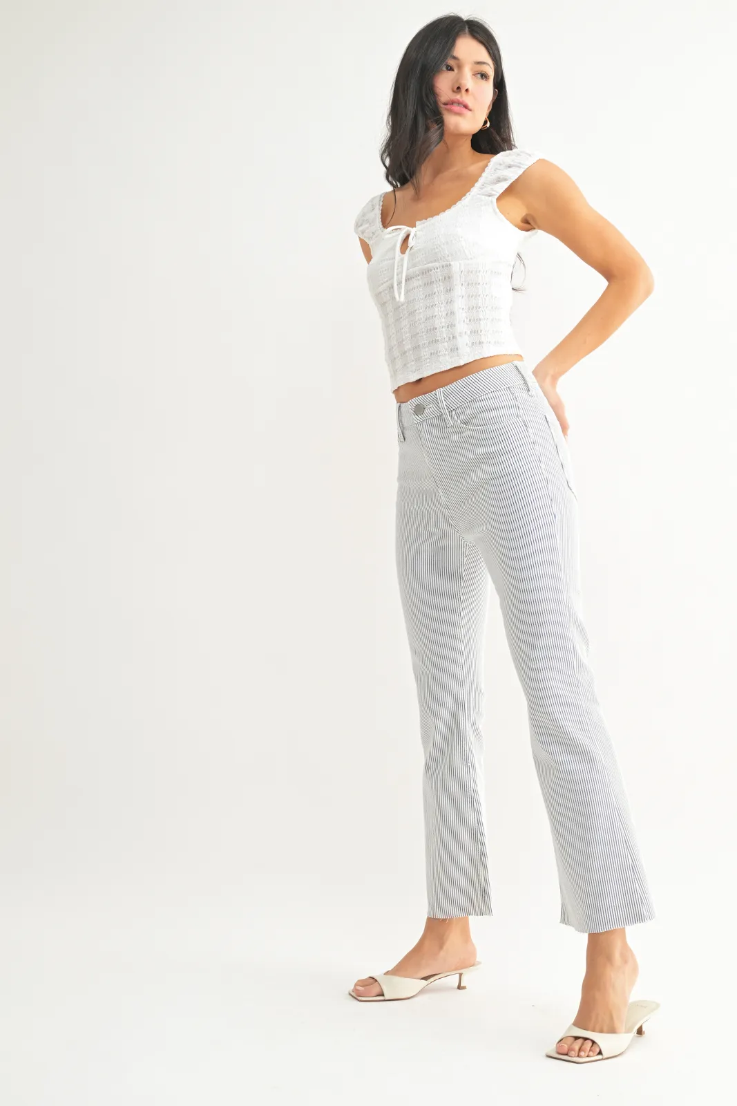 Milla Striped Crop Flare Jean sold by fab'rik product image thumbnail 2