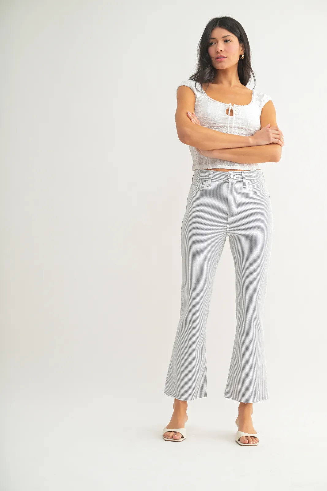 Milla Striped Crop Flare Jean sold by fab'rik