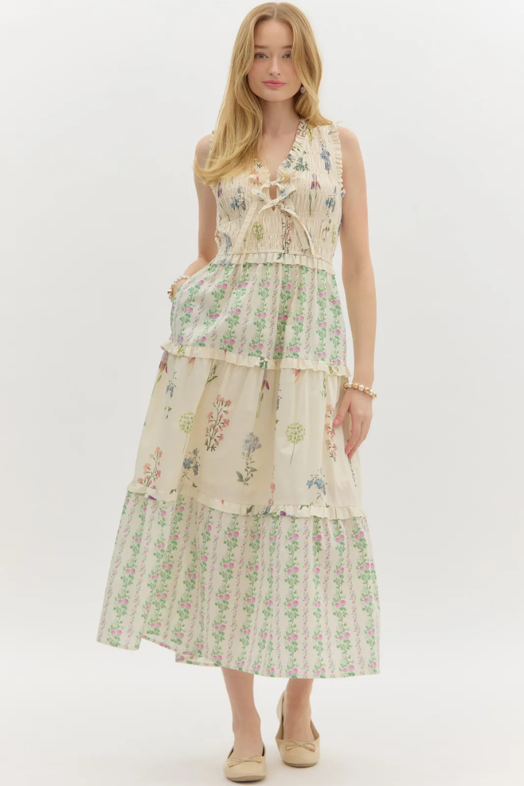 Laura Multi Pattern Tiered Dress sold by fab'rik