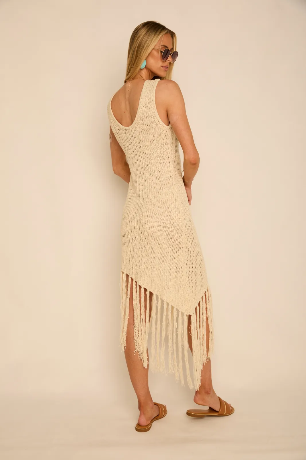 Lola Fringed Asymmetrical Hem Knit Midi Dress sold by fab'rik product image thumbnail 4