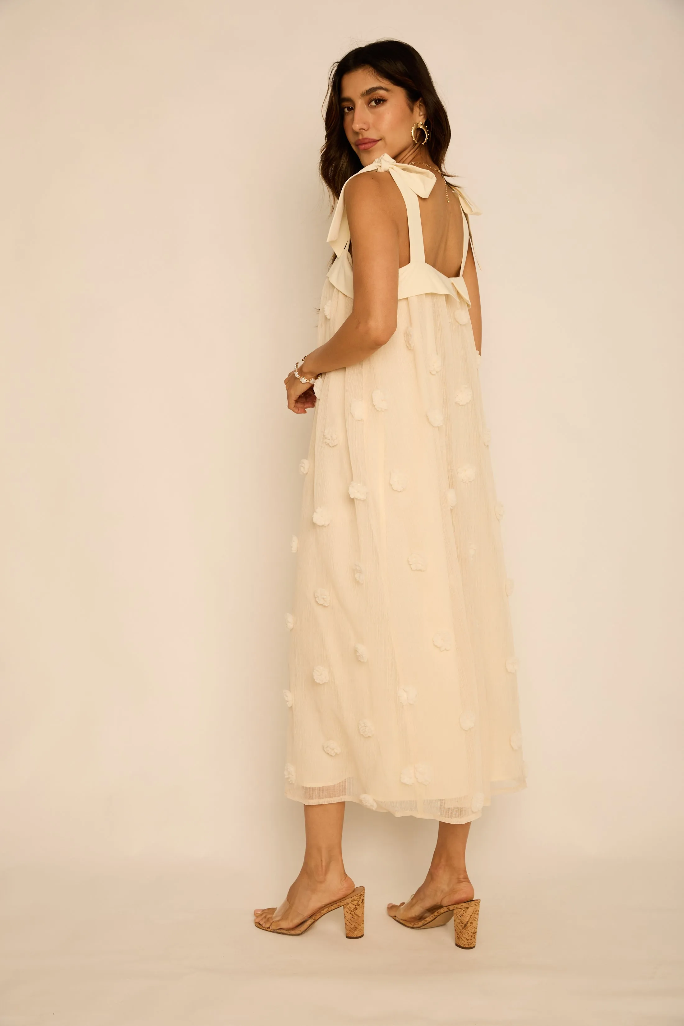 Angelina Floral Embroidery Shoulder Tie Maxi Dress sold by fab'rik product image thumbnail 5