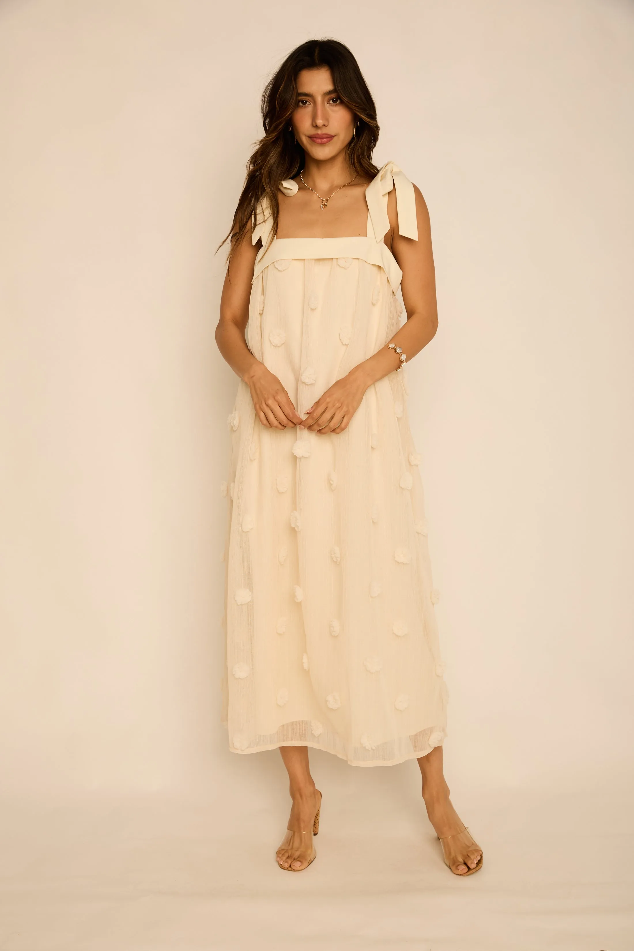 Angelina Floral Embroidery Shoulder Tie Maxi Dress sold by fab'rik product image thumbnail 3