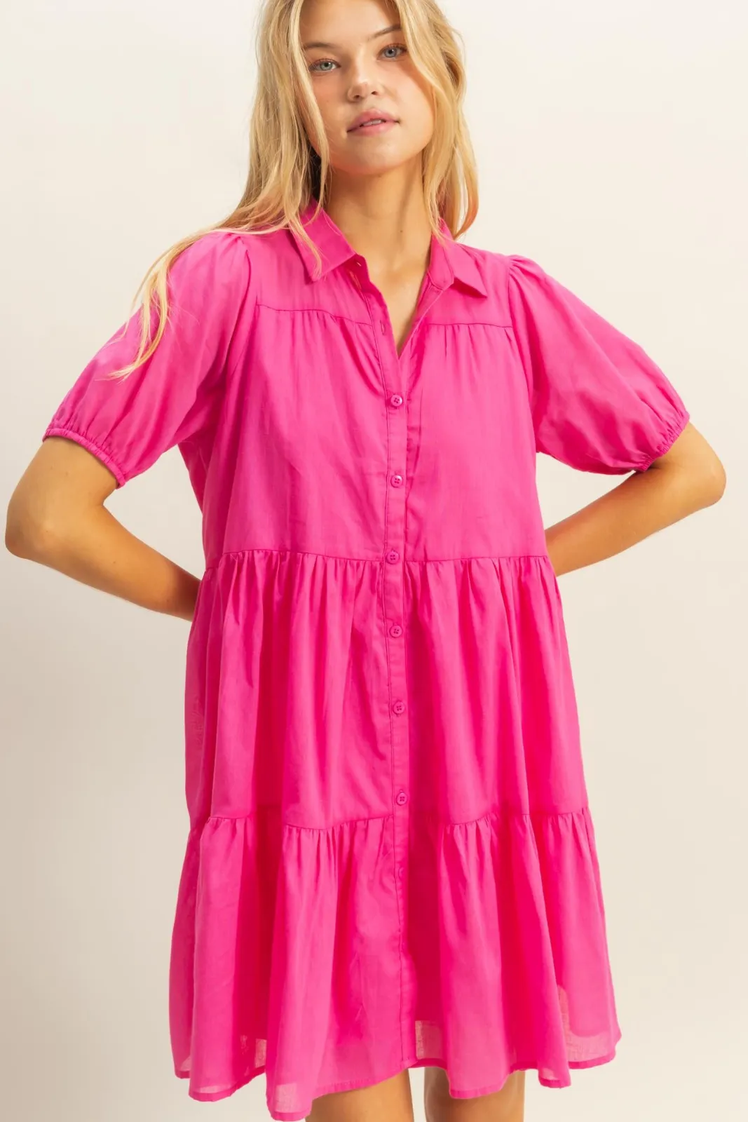 Hazel Collared Button Down Midi sold by fab'rik