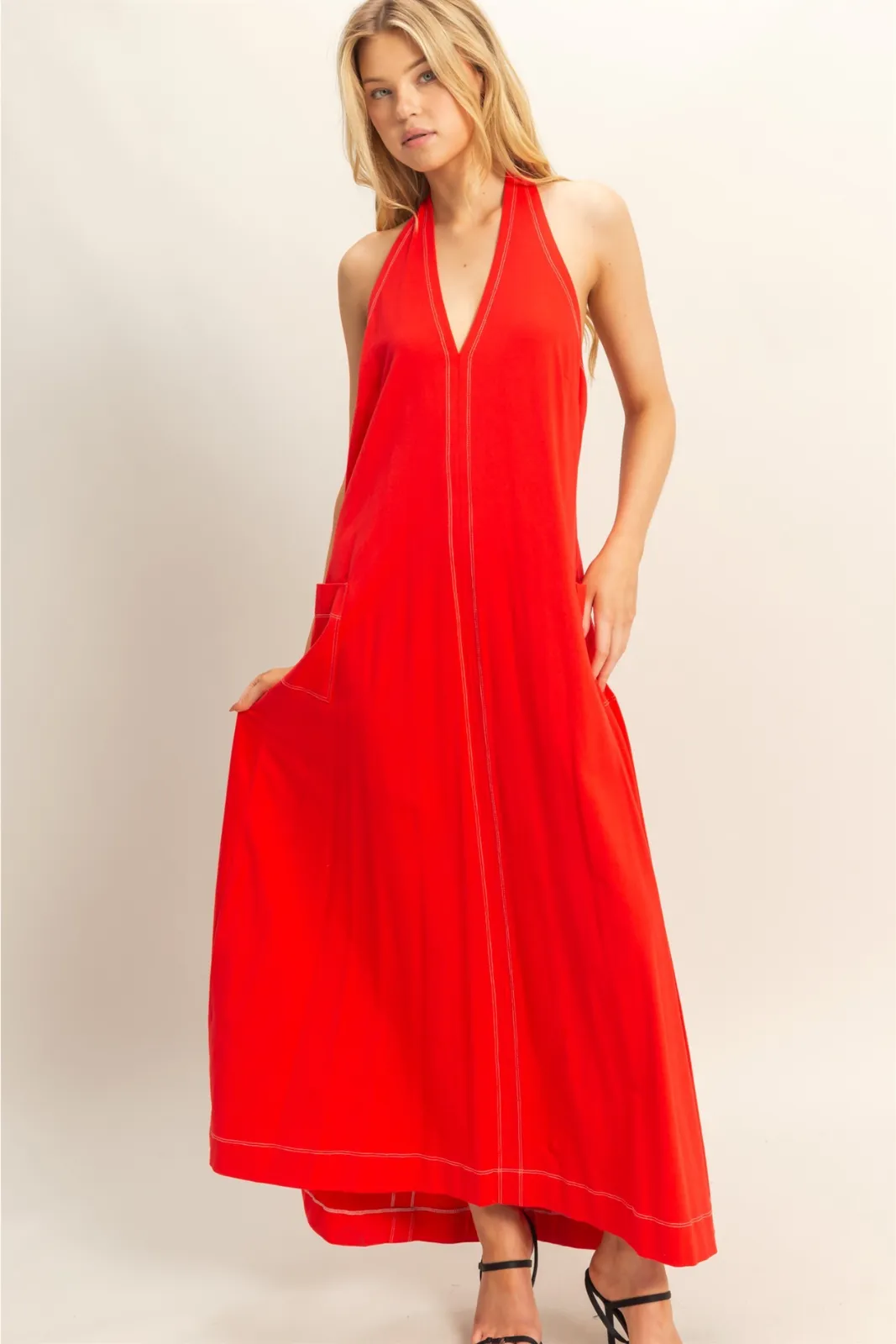 Penelope Exposed Stitch Backless Maxi sold by fab'rik