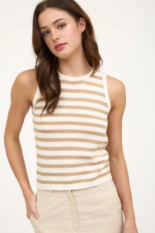 Annie Stripe Sweater Cropped Tank Top sold by fab'rik