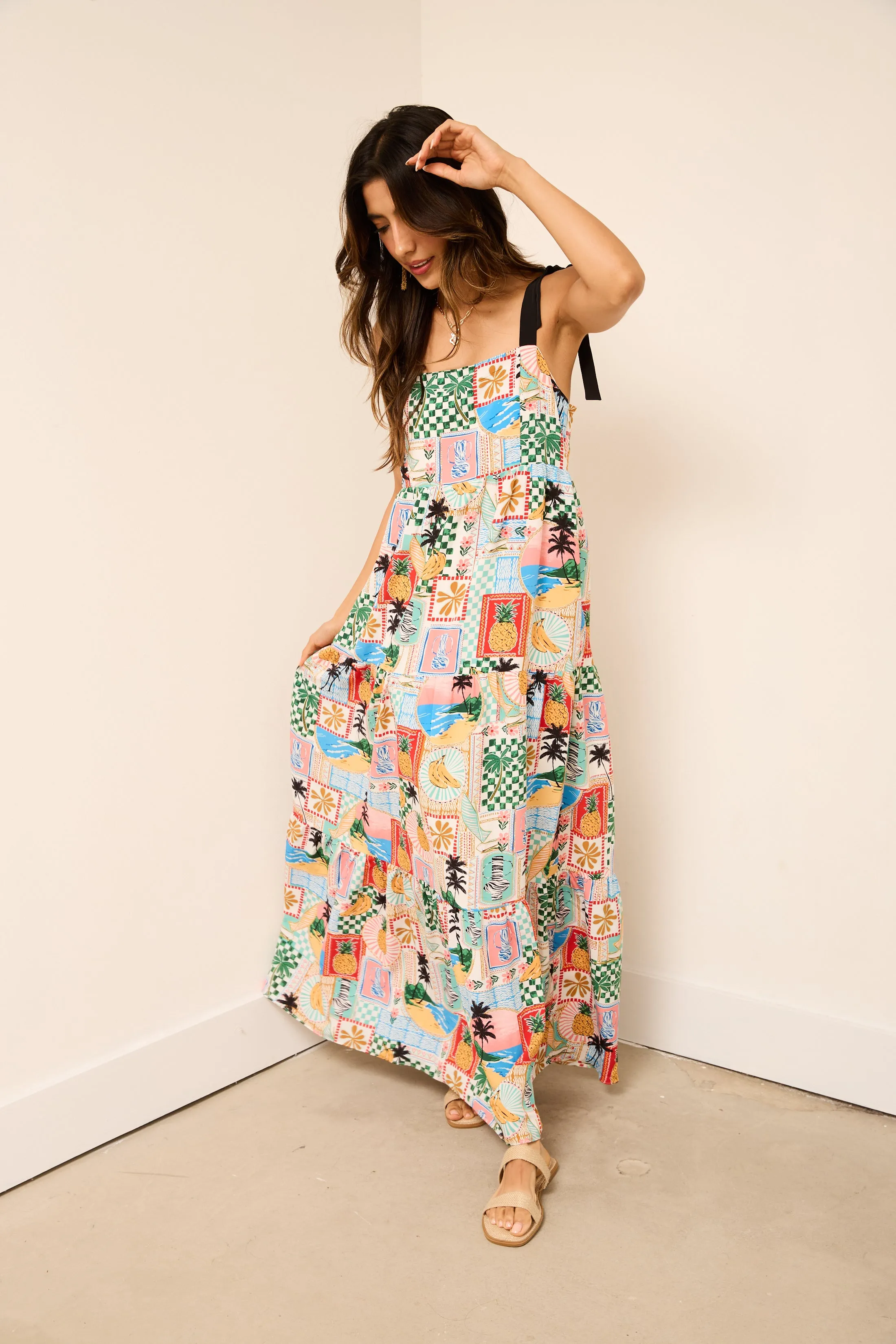 Penny Tie Shoulder Printed Maxi Dress sold by fab'rik product image thumbnail 2