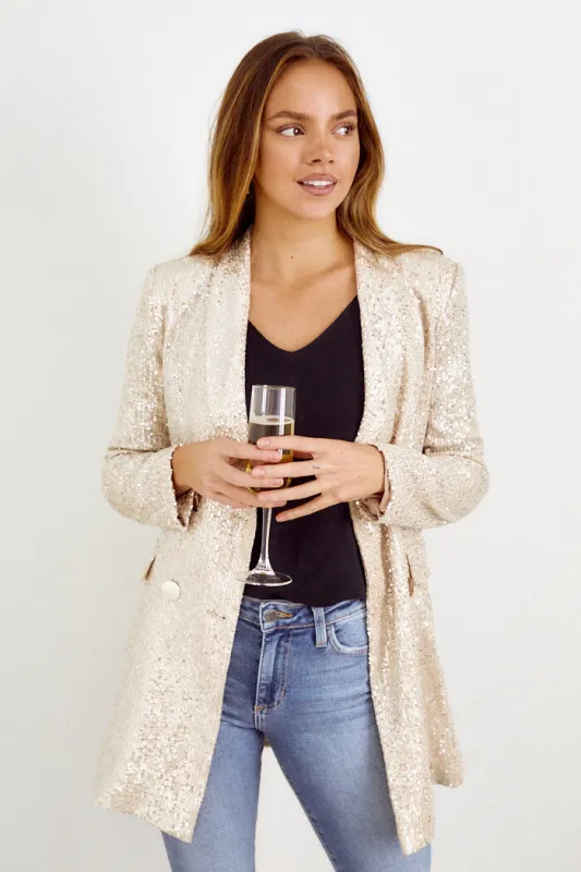 Jezebel Sequin Blazer - S - ROSE GOLD sold by fab'rik