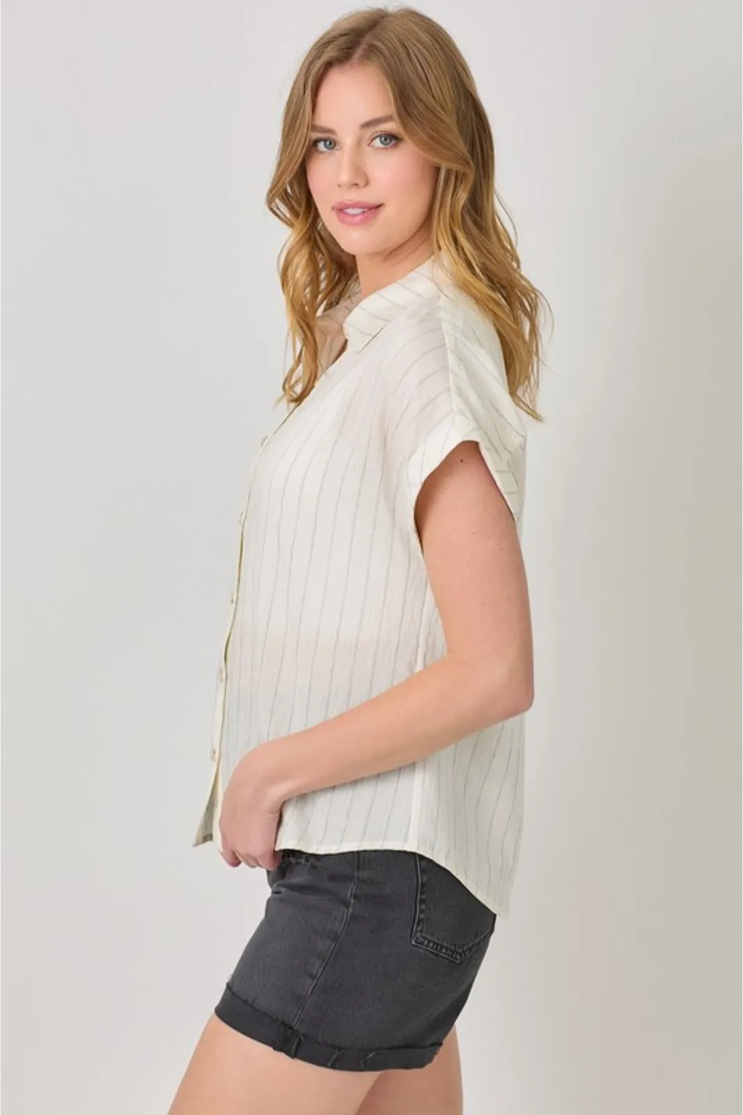 Evie Rolled Up Sleeve Stripe Top sold by fab'rik product image thumbnail 3