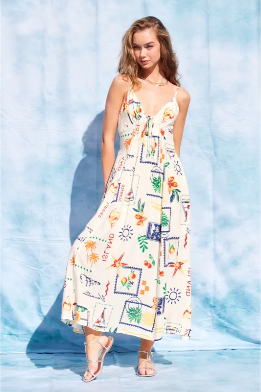 Scottie Summer Stamp Maxi Dress sold by fab'rik