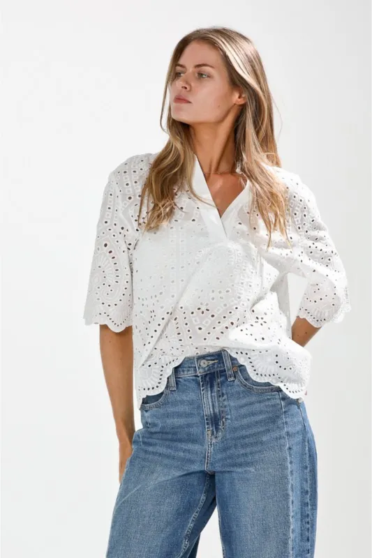 Alice Embroidery Hollow Out Blouse sold by fab'rik