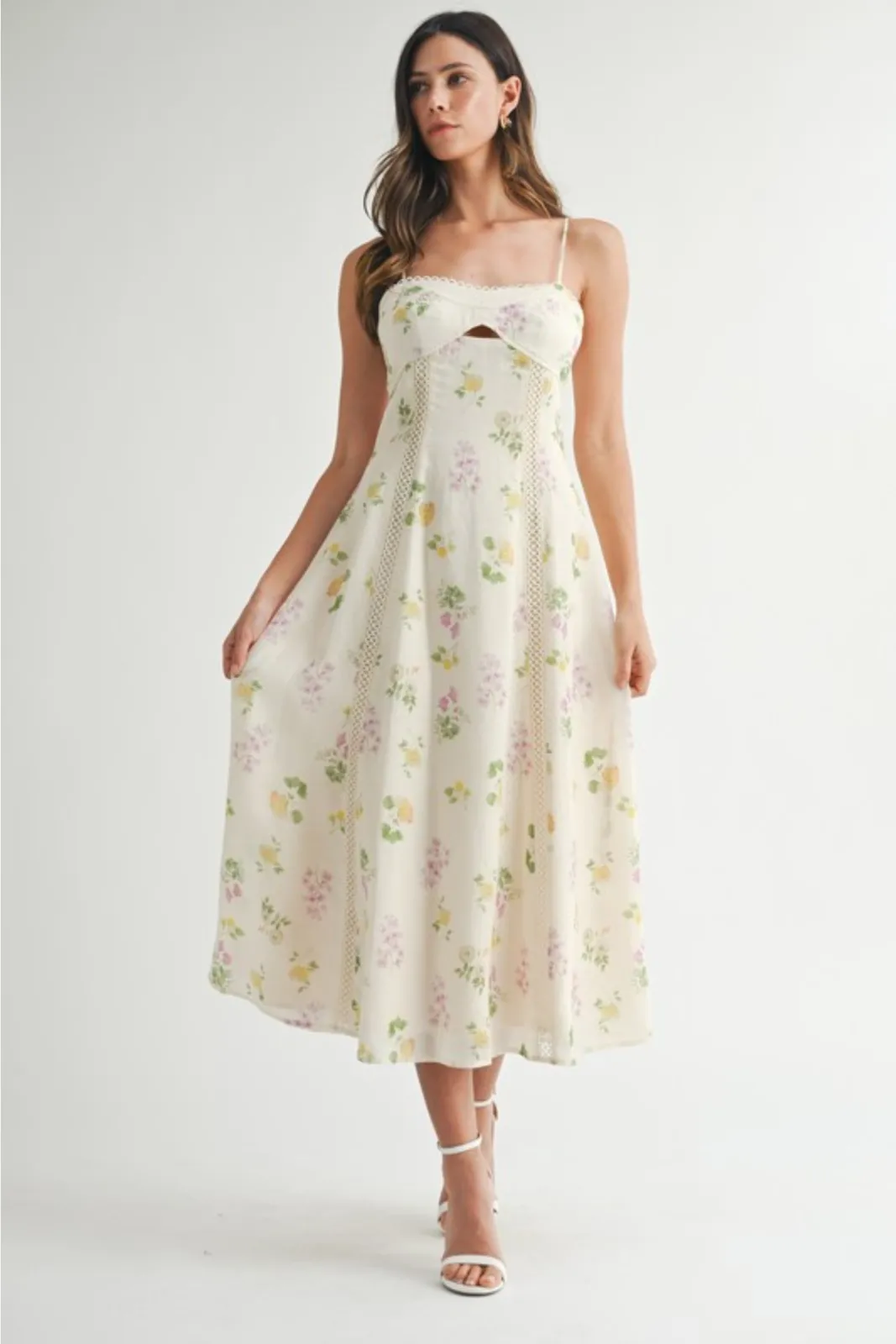 Robin Flower Cut Out Midi Dress sold by fab'rik