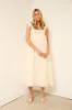 Angelina Floral Embroidery Shoulder Tie Midi Dress sold by fab'rik