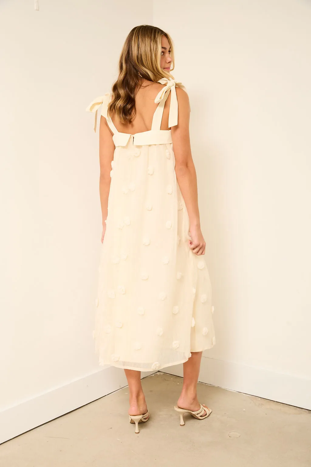 Angelina Floral Embroidery Shoulder Tie Midi Dress sold by fab'rik product image thumbnail 3