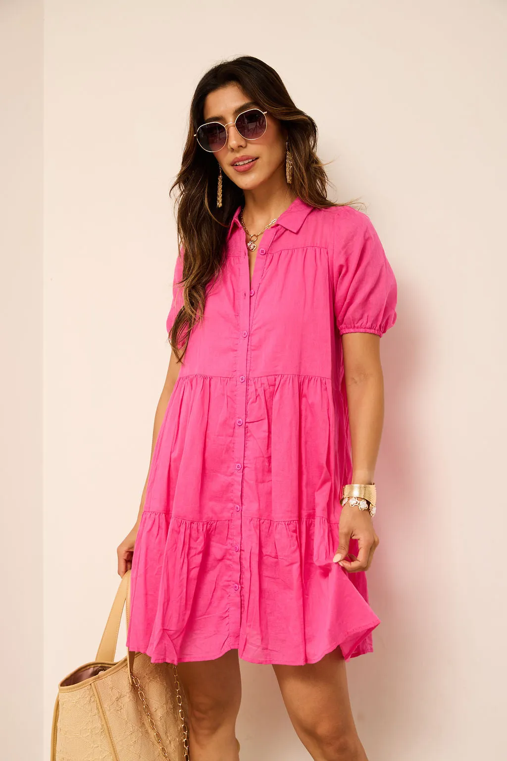 Hazel Puff Sleeve Tiered Mini Dress sold by fab'rik product image thumbnail 2