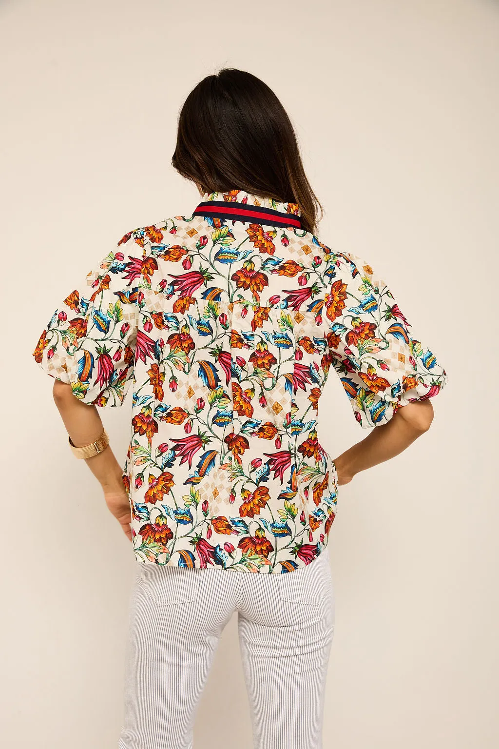 Kendall Stripe Trim Floral Print Top sold by fab'rik product image thumbnail 5