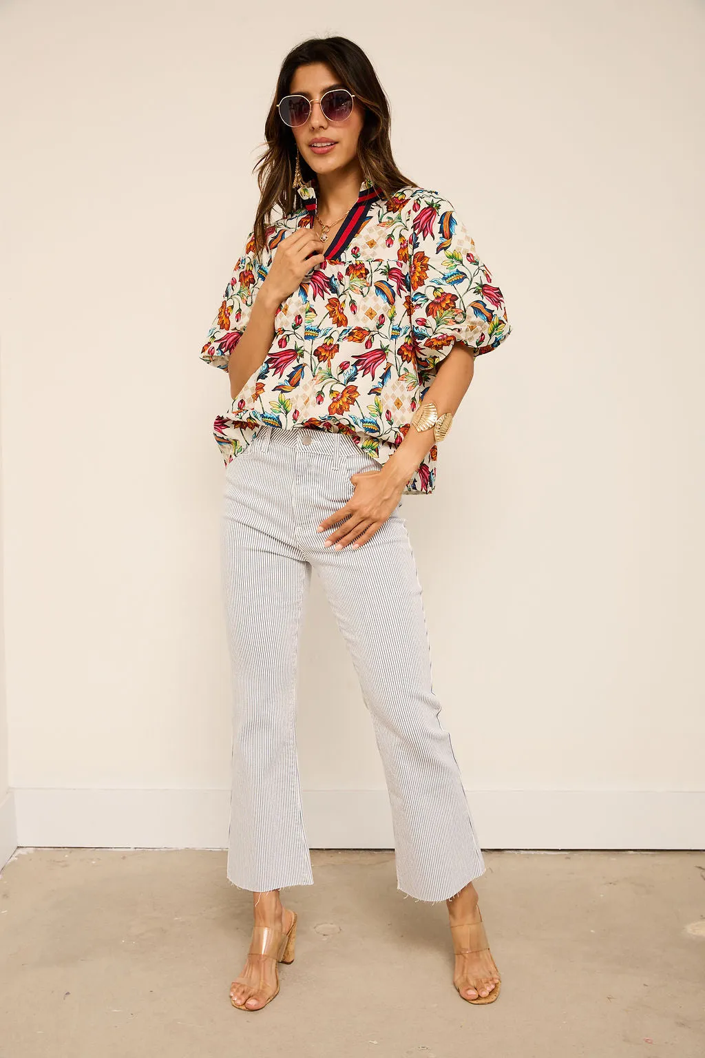 Kendall Stripe Trim Floral Print Top sold by fab'rik product image thumbnail 2