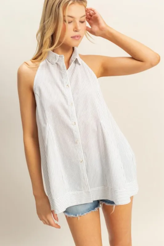 Samantha Backless Collared Top sold by fab'rik