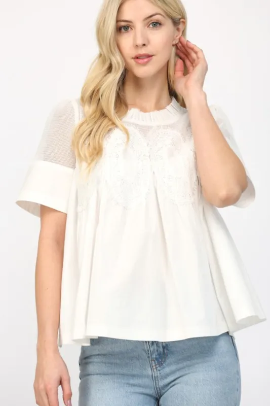 Cove Mesh Applique Top sold by fab'rik