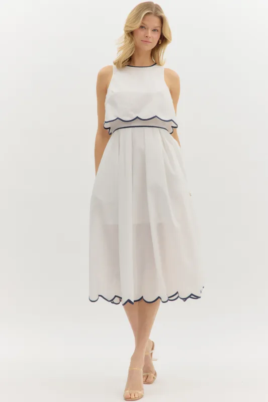 Nara Scalloped Hem Midi Dress sold by fab'rik