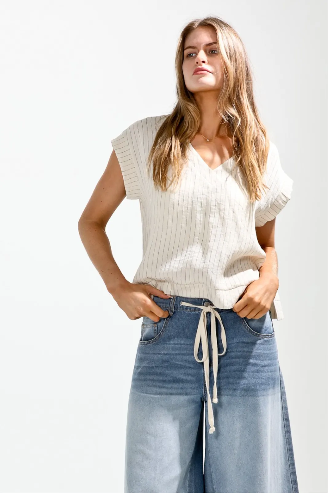 Shay Striped Drop Shoulder Top sold by fab'rik