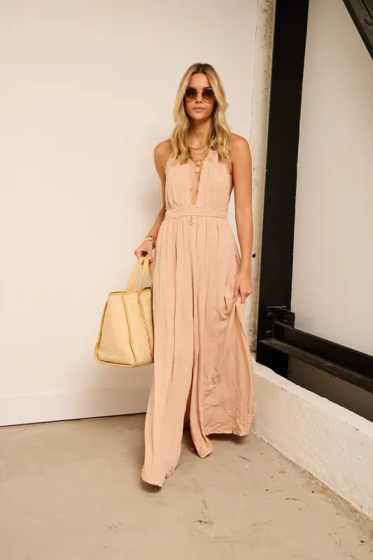 Frannie Deep V Maxi Dress sold by fab'rik