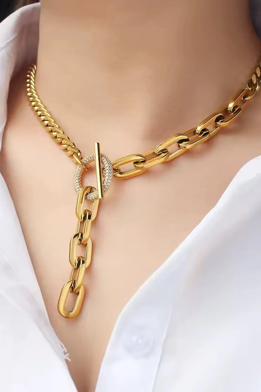 Carolina Lariat Gold Necklace sold by fab'rik