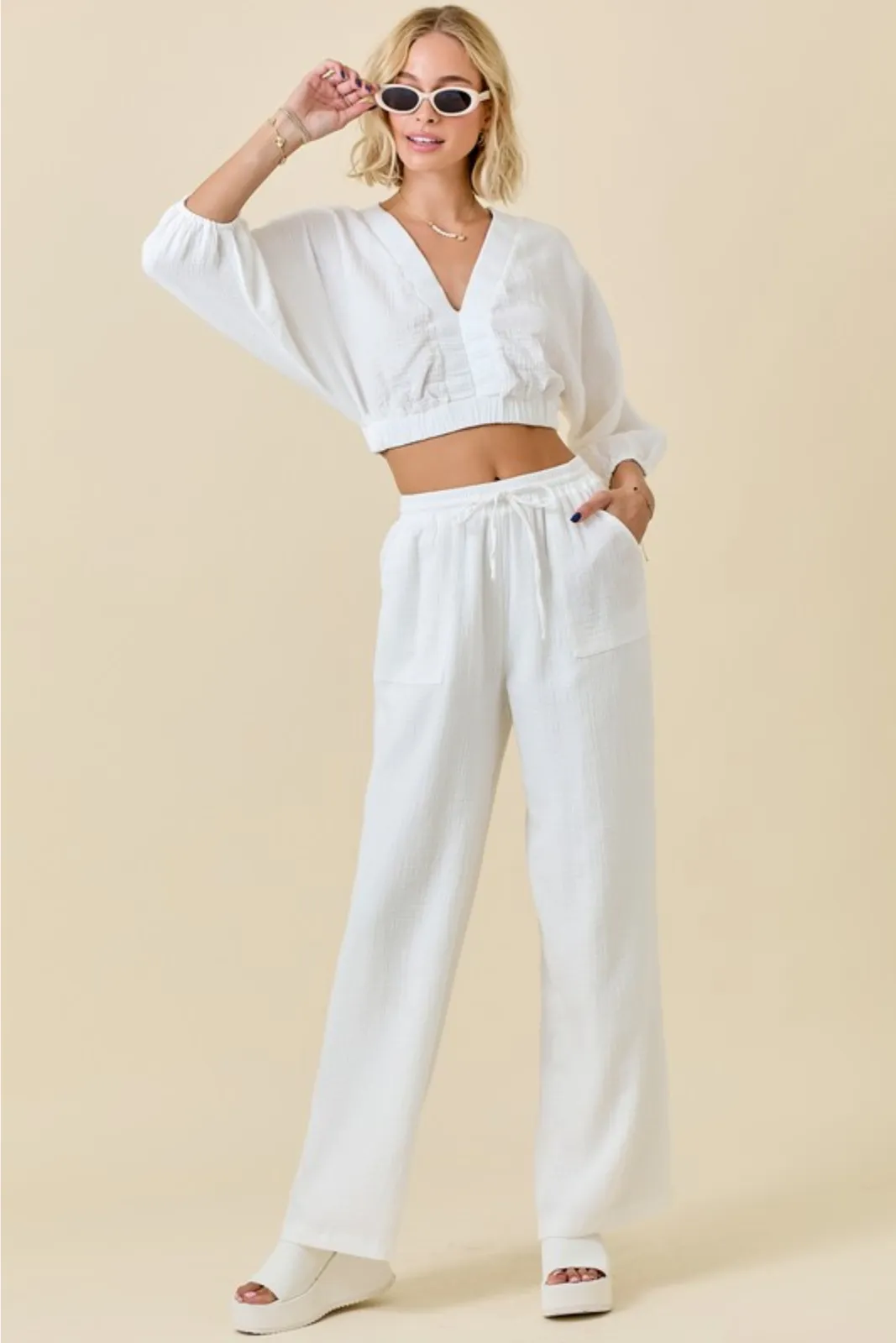 Melia Cotton Long Gauze Pants sold by fab'rik