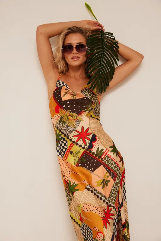 Phoebe Pattern Slit Dress sold by fab'rik