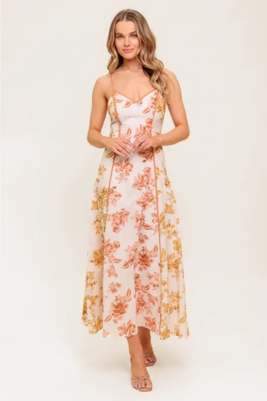Tiffany Floral Contrast Midi Dress sold by fab'rik