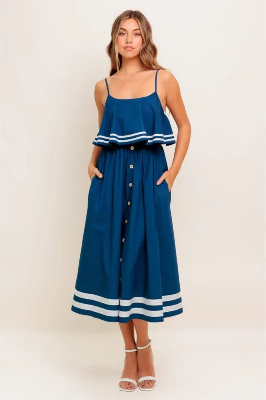 Kaylee Striped Hem Midi Dress sold by fab'rik