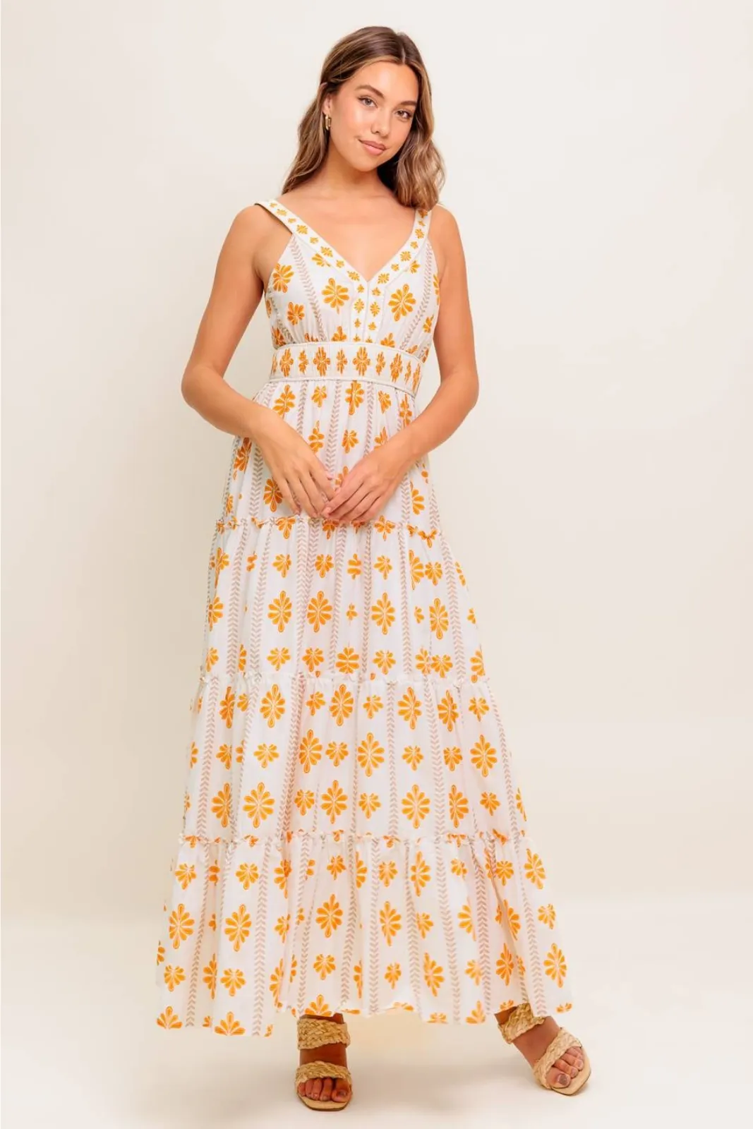Annie Printed Tiered Maxi Dress sold by fab'rik