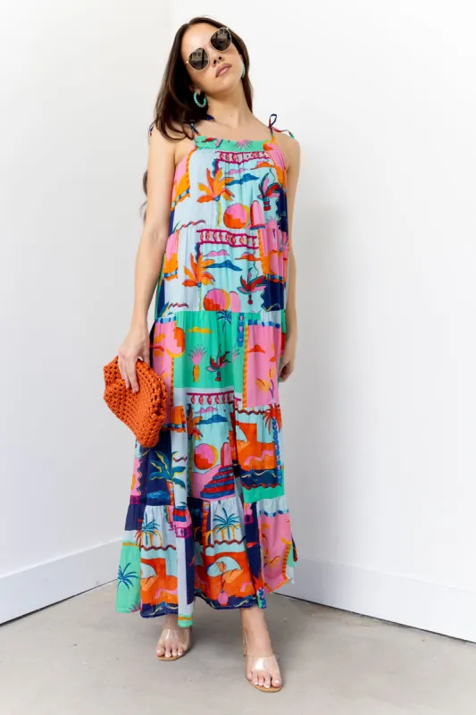 Gwen Printed Tiered Maxi Dress sold by fab'rik