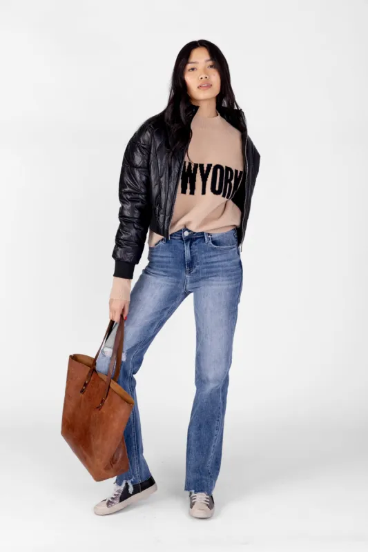 SALE - Honey Faux Leather Puffer Jacket sold by fab'rik