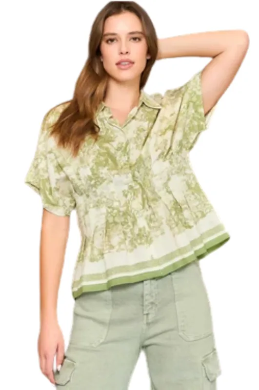 Dillon Abstract Animal Print Collared Button Down Top sold by fab'rik