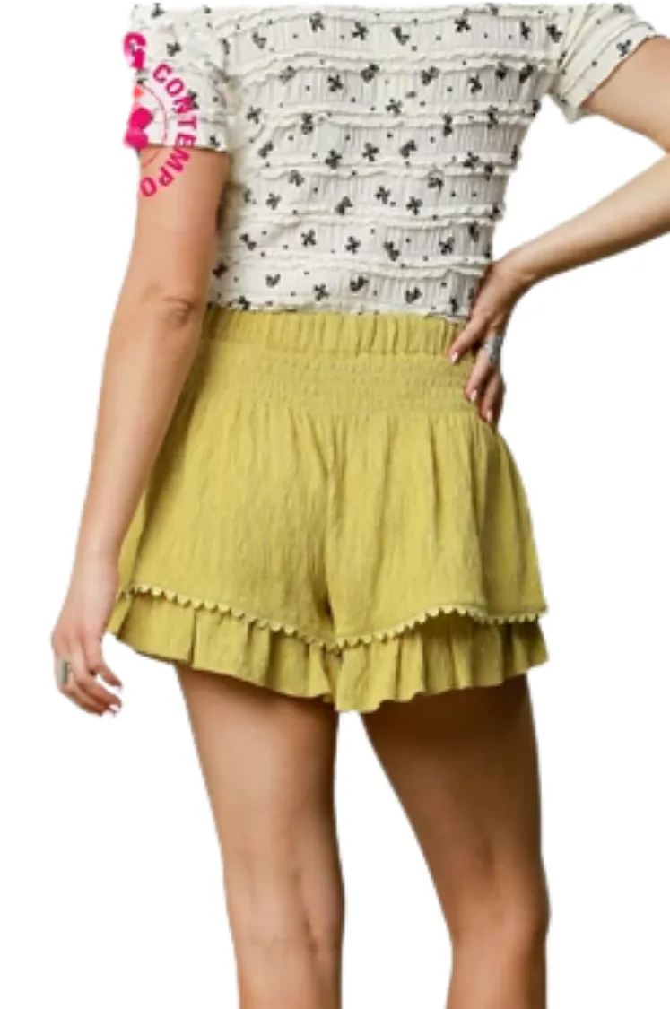 Landry Elastic Smocked Waist Ruffle Shorts sold by fab'rik product image thumbnail 4