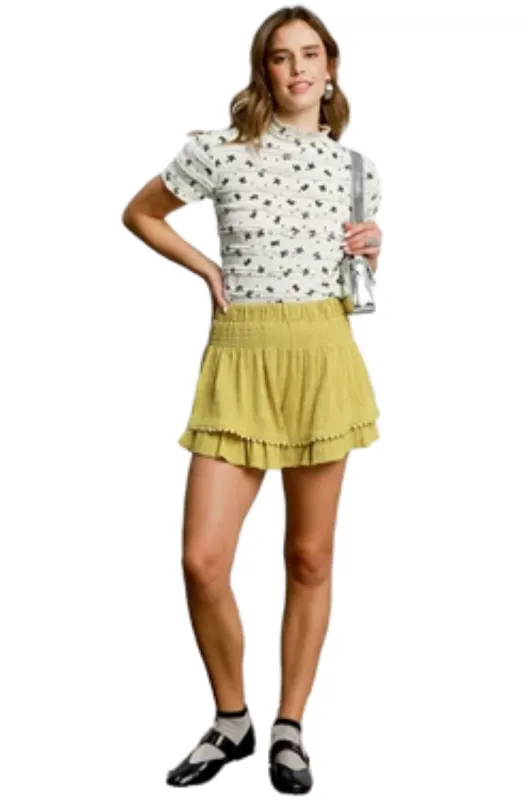 Landry Elastic Smocked Waist Ruffle Shorts sold by fab'rik